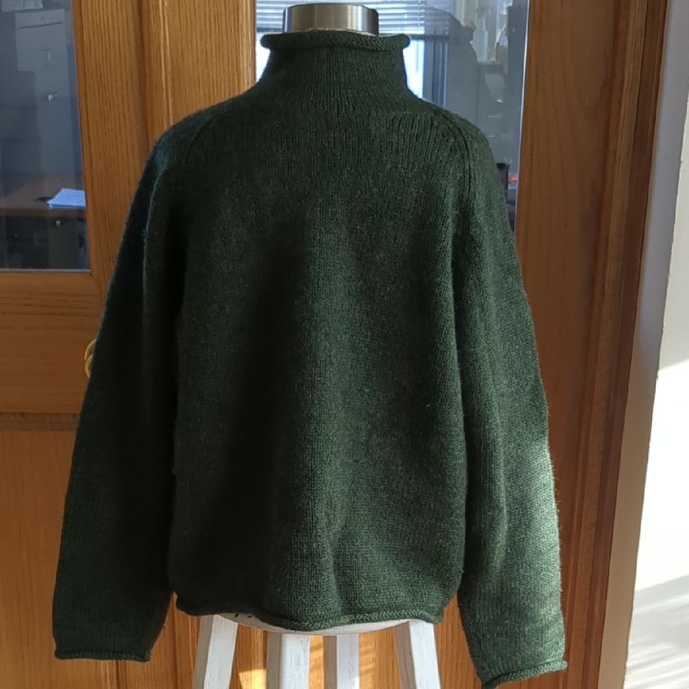vintage 1990s J. Crew Dark Green Turtleneck Sweater